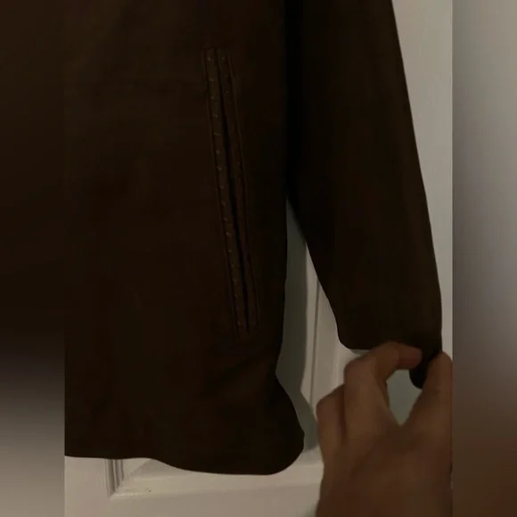 Robert Comstock Vertical Brown baby calf nubuck Leather  Jacket cl - Picture 3 of 17